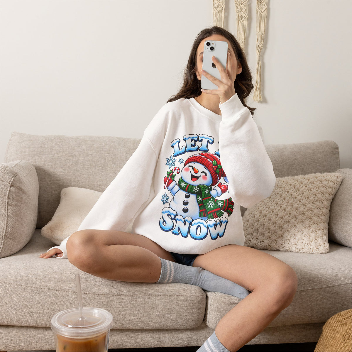 Let It Snow Snowman Christmas Crewneck Sweatshirt
