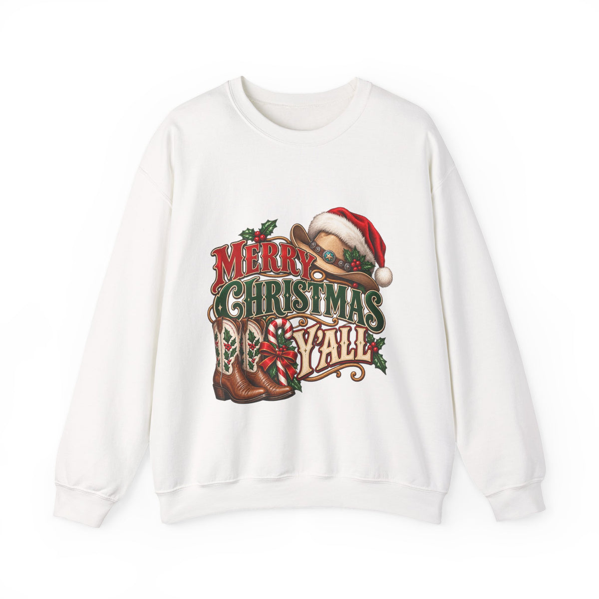 Merry Christmas Y’all Santa Crewneck Sweatshirt