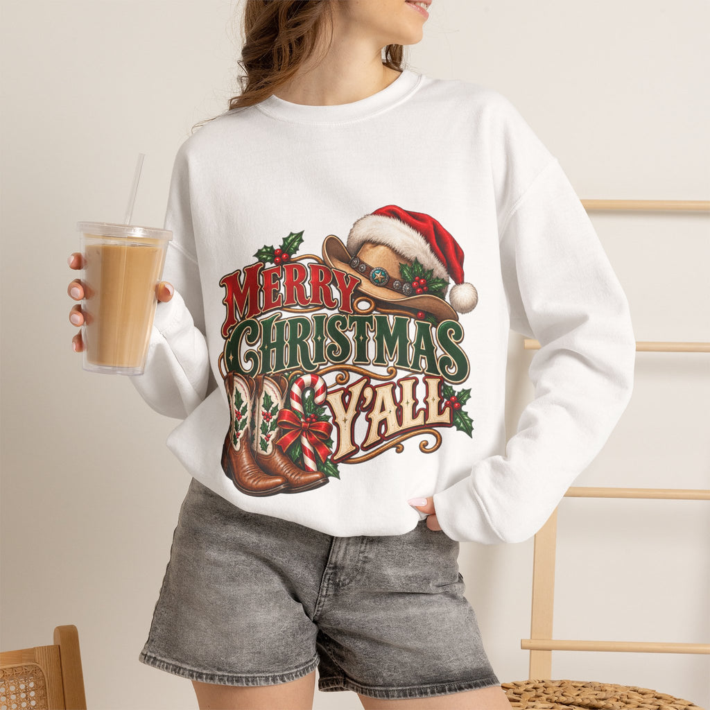 Merry Christmas Y’all Santa Crewneck Sweatshirt
