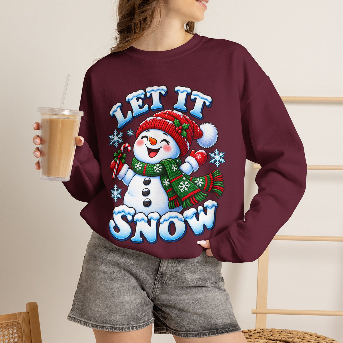 Let It Snow Snowman Christmas Crewneck Sweatshirt