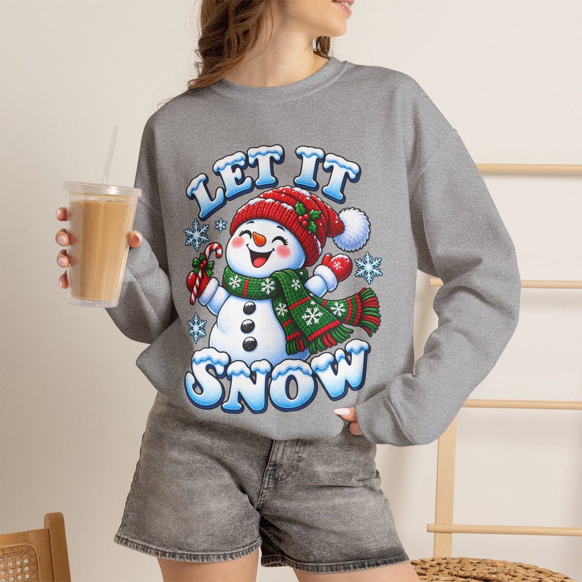 Let It Snow Snowman Christmas Crewneck Sweatshirt