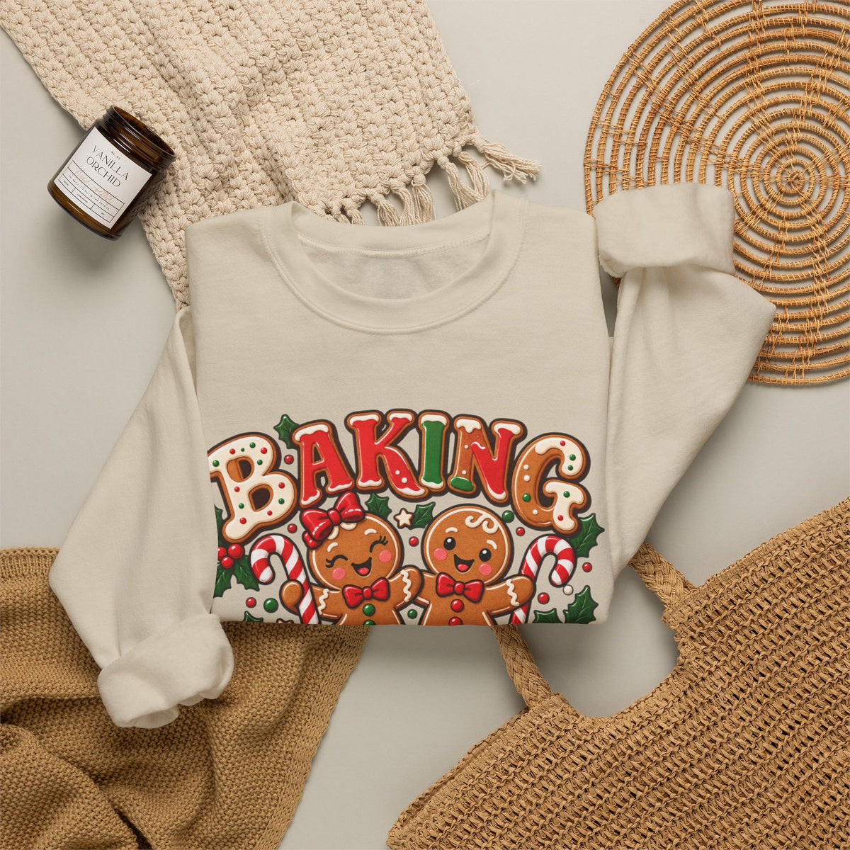 Baking Spirits Bright Christmas Gingerbread Crewneck Sweatshirt