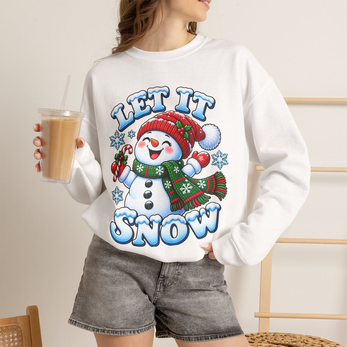 Let It Snow Snowman Christmas Crewneck Sweatshirt