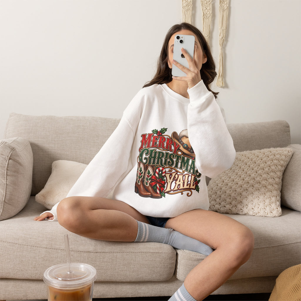 Merry Christmas Y’all Santa Crewneck Sweatshirt