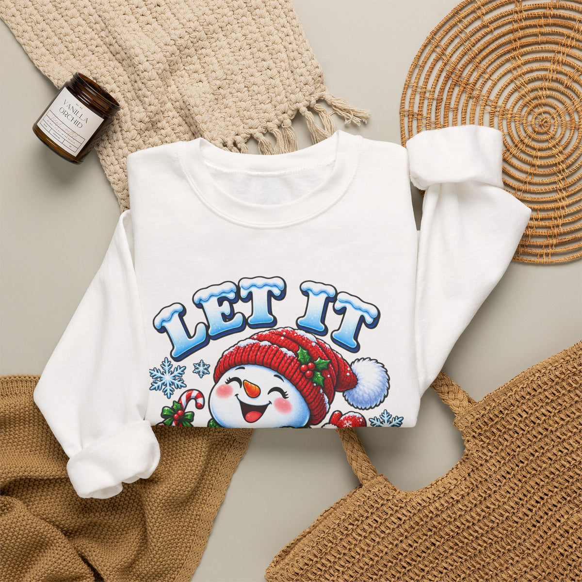 Let It Snow Snowman Christmas Crewneck Sweatshirt