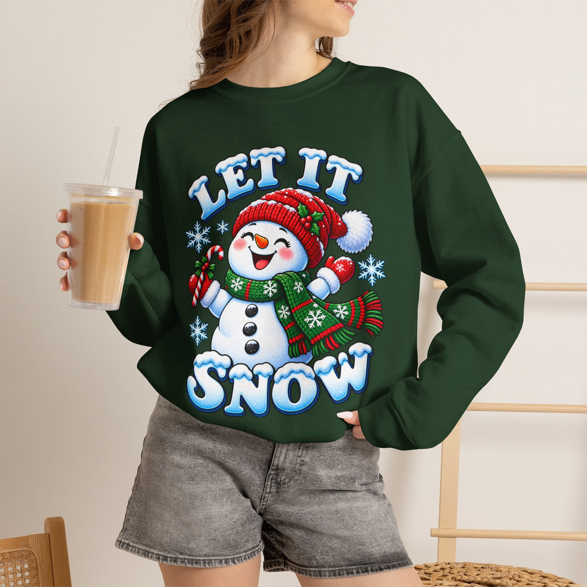Let It Snow Snowman Christmas Crewneck Sweatshirt